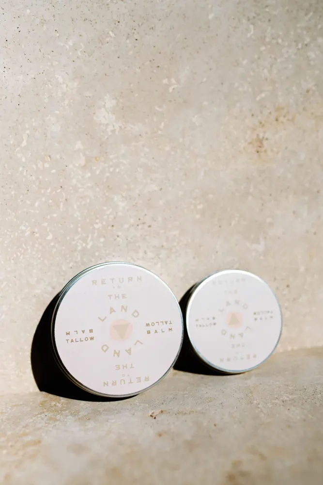 Return to the Land tallow balm tins
